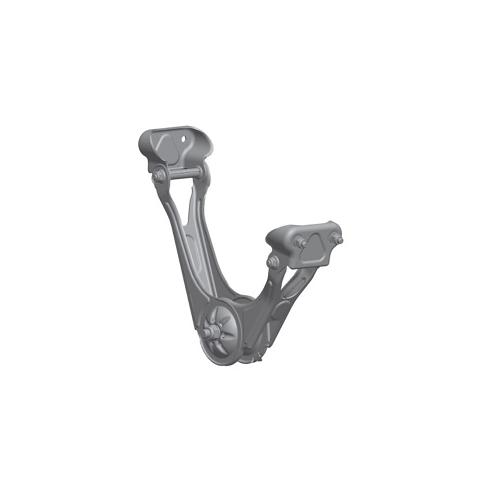 Gray metal structure with bolt holes and joints, technical component.