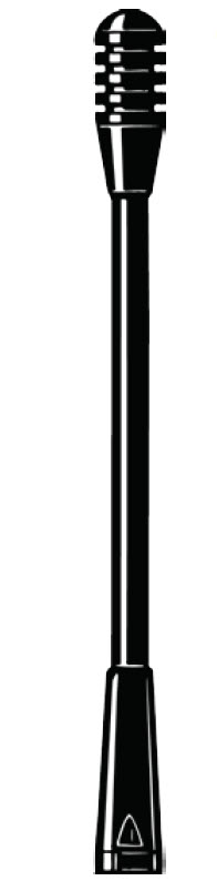 Micro noir avec long col et tête grillagée.