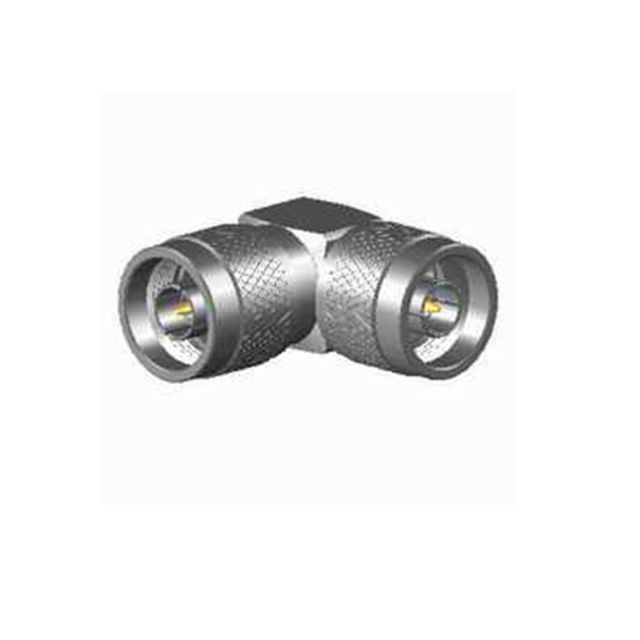Metalen haakse adapter met geribbelde oppervlakte, twee uiteinden.