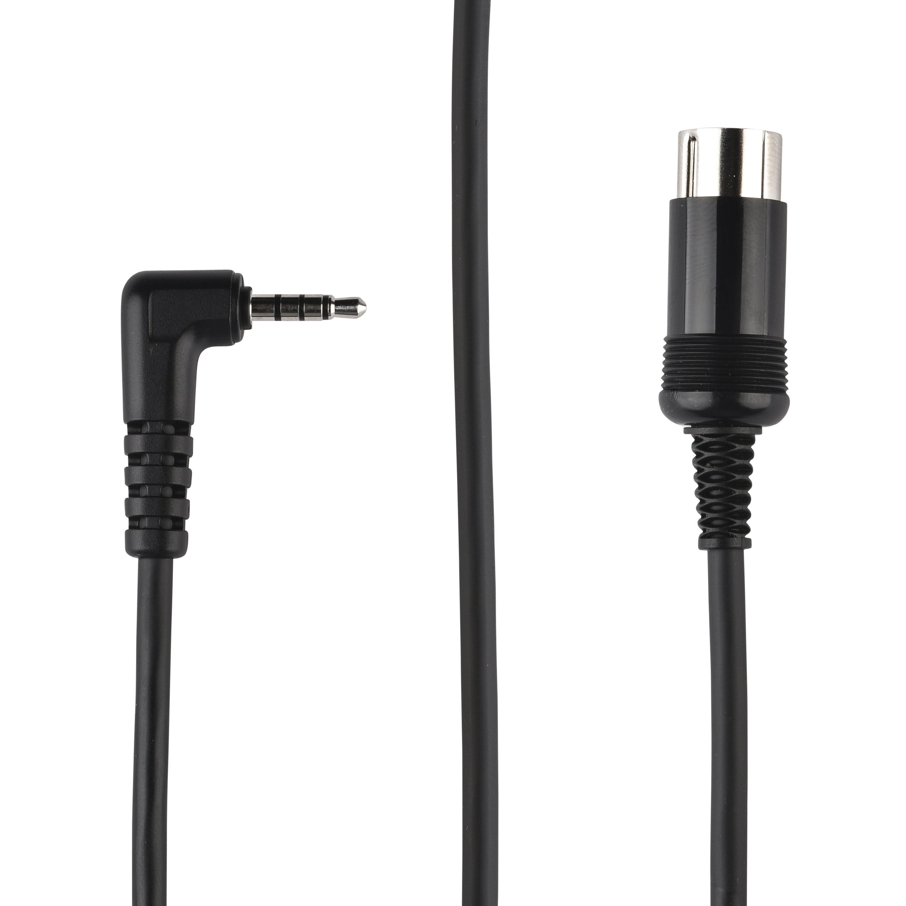 Zwart audiokabel met 3,5 mm stekker en DIN-aansluiting
