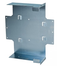 Metalen beugel voor gereedschap of apparaten met meerdere bevestigingspunten.