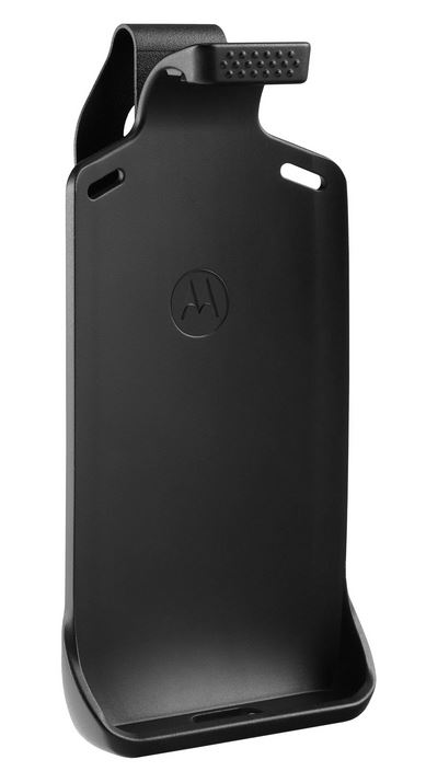 Zwarte kunststofhouder met Motorola-logo.