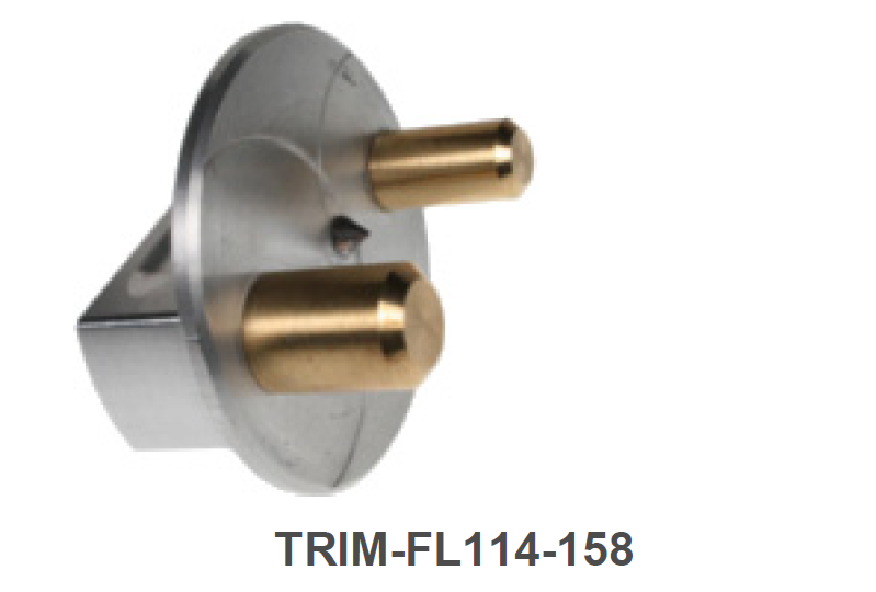 7000-00666200_rfs_01.png Cilindrisch metalen onderdeel met twee goudkleurige pinnen, TRIM-FL114-158.