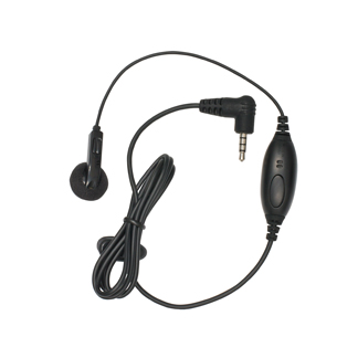 Zwarte bedrade oortelefoon met 3,5 mm stekker.