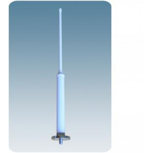 Lange, cilindrische antenne met smalle punt en brede basis.