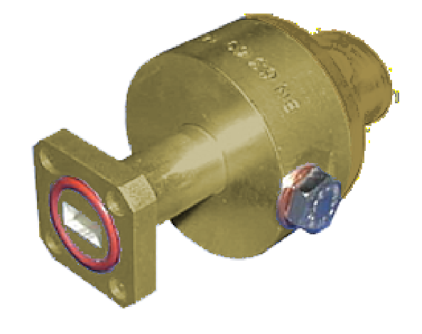 Cylindre en laiton avec bride et boulon visible.