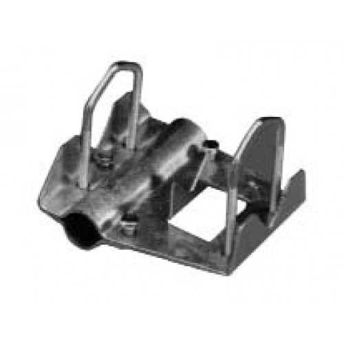 Metal clamp with two hooks for profile mounting