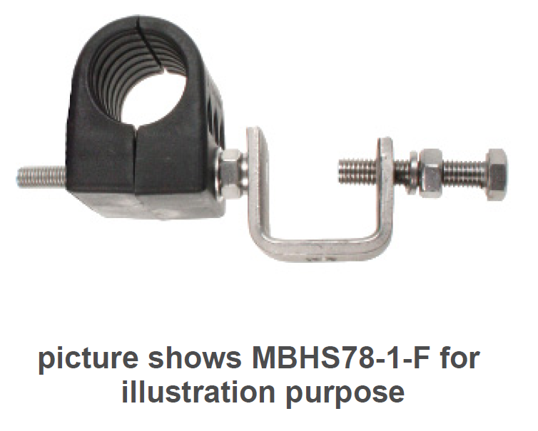 Metalen klem en schroef, model MBHS78-1-F.