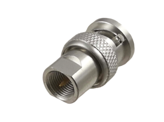 Silver coaxial adapter with knurled ring