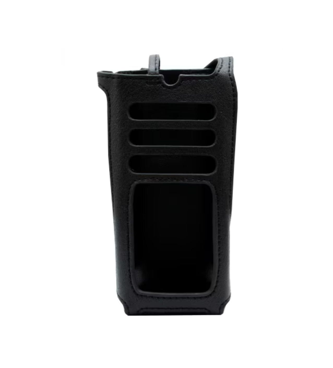 Black protective case with ventilation slots for portable device