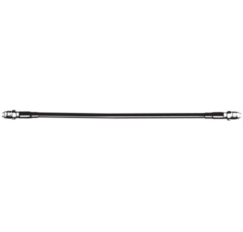 Zwart kabel met zilveren connectoren aan beide uiteinden.