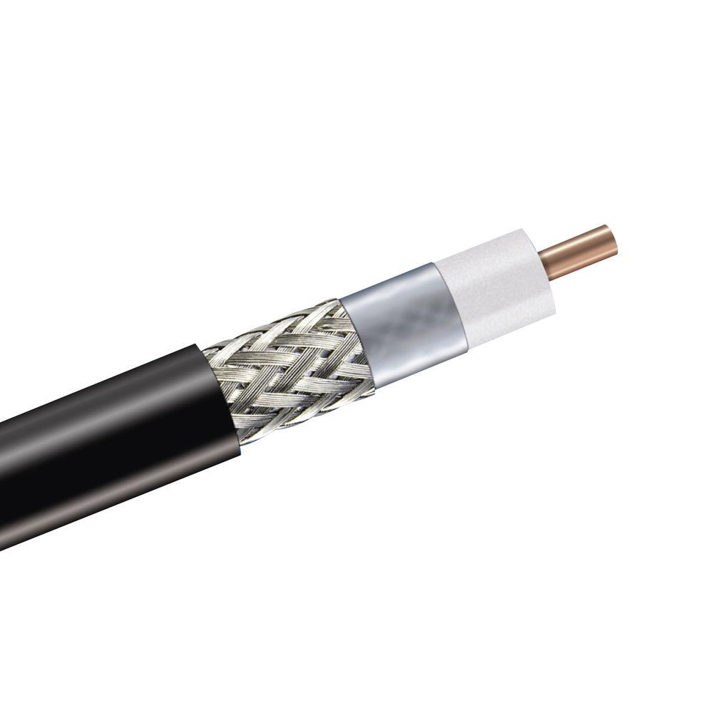 7000-00045000_com_01.jpg Doorsnede van coaxiale kabel met koperen kern en metalen vlechtbescherming.