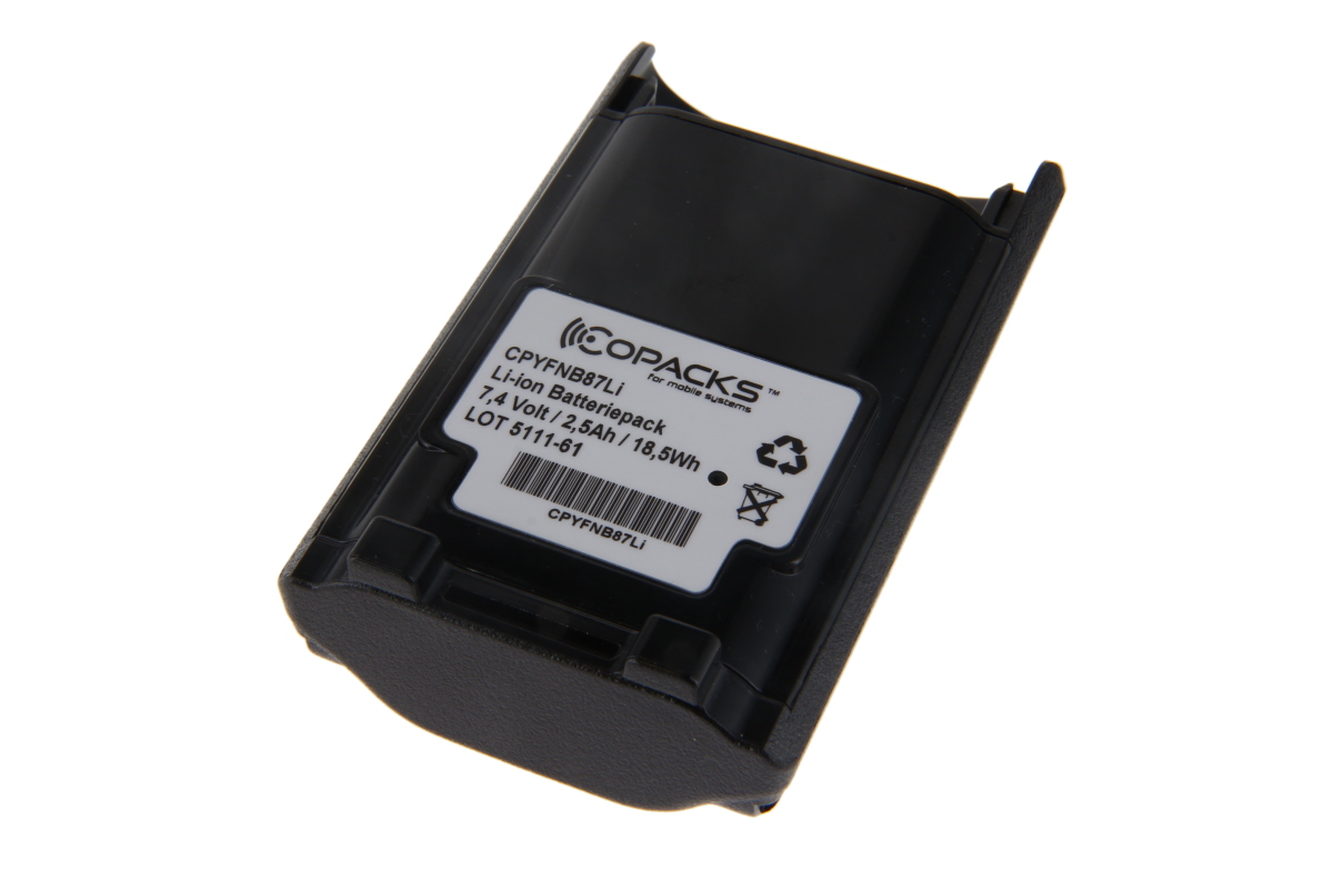 Li-Ion batterijpakket, 7.4 Volt, 2.5Ah, 18.5Wh. Model CPYFNB87Li, recyclebaar.