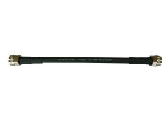 7000-00752921_vim_01.jpg Zwart kabel met metalen connectors aan beide uiteinden, coaxkabel.