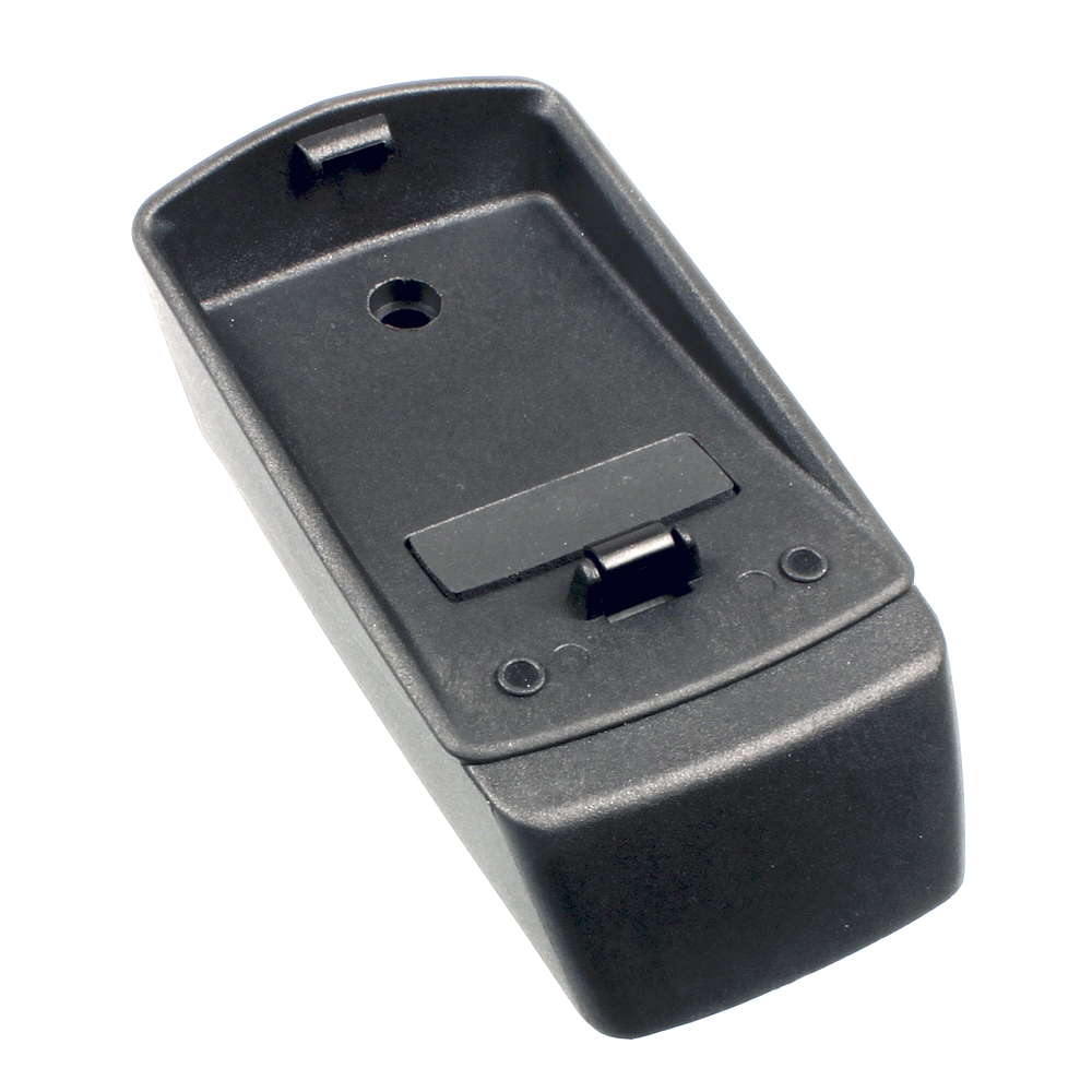 Black rectangular plastic housing with mounting openings.