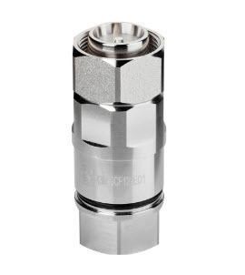 Metal connector with hexagonal design, high-gloss finish.