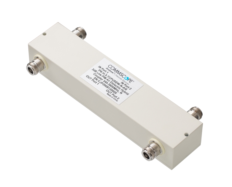 Rectangular electrical splitter with four connectors and a label on the top.