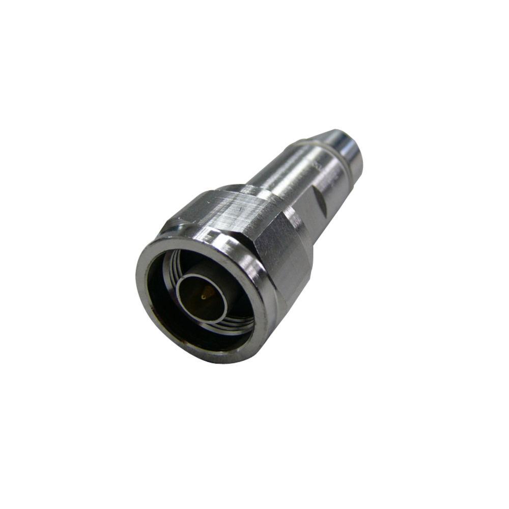 Metal coaxial connector, cylindrical shape, end terminal visible.