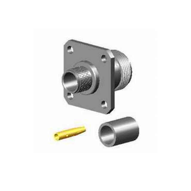 Coaxial connector with socket, sleeve, and gold-plated contact.