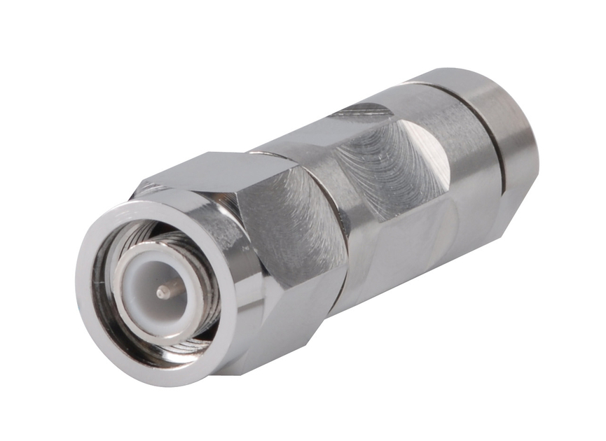 Metalen connector met zeshoekige kop, cilindrische vorm.