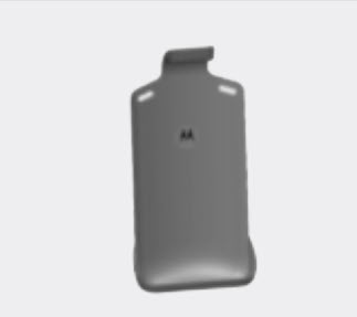 Gray plastic container with a hook on top and AA letters.