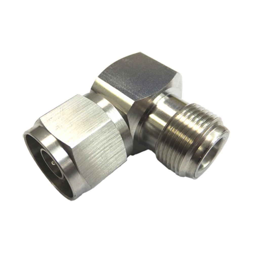 Metalen hoekadapter met gekartelde en gladde aansluiting.