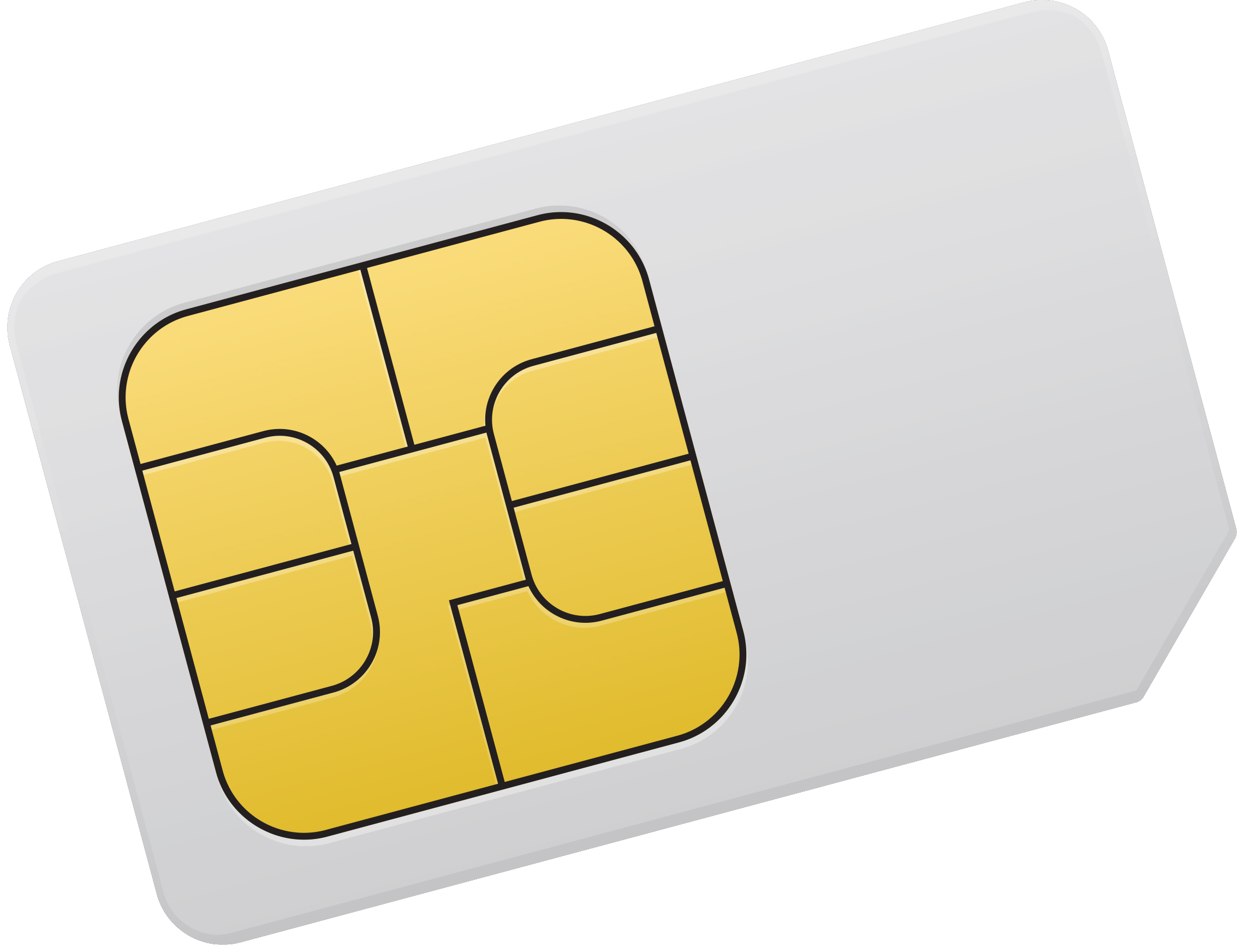 Close-up of a SIM card with a golden chip.