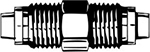 A cylindrical, corrugated technical component with connectors at both ends.