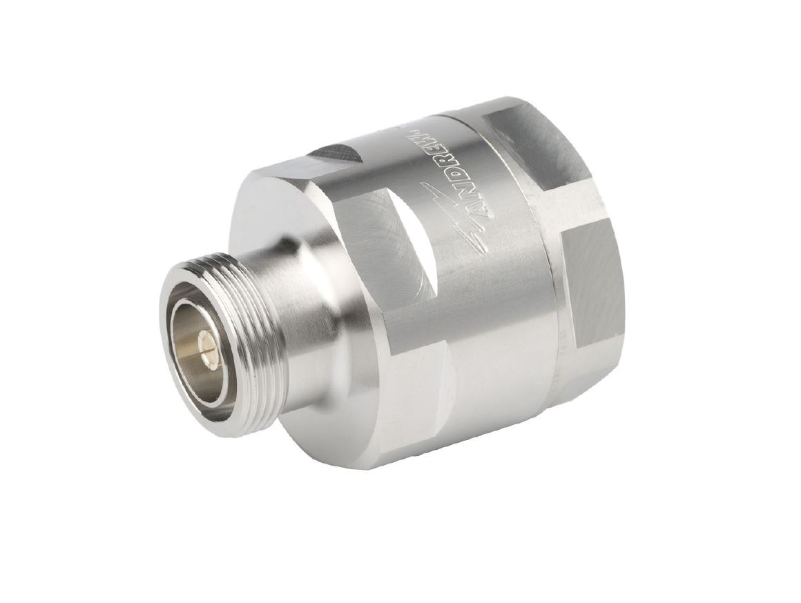 Connecteur métallique avec filetage et base hexagonale.