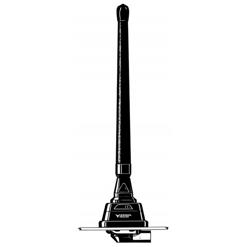 Zwart-wit tekening van een maritieme antenne.