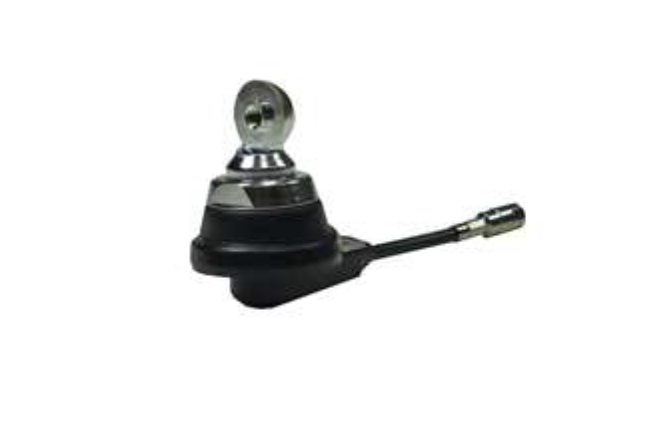 Metal car ball joint with stud and socket head.