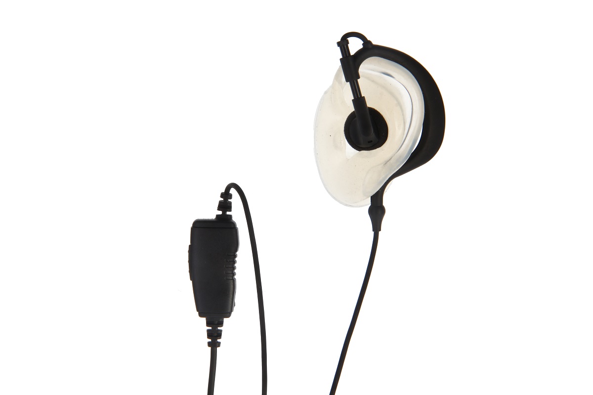 7000-00752517_cop_01.jpg Transparante in-ear hoofdtelefoon met zwarte kabel en stekker.