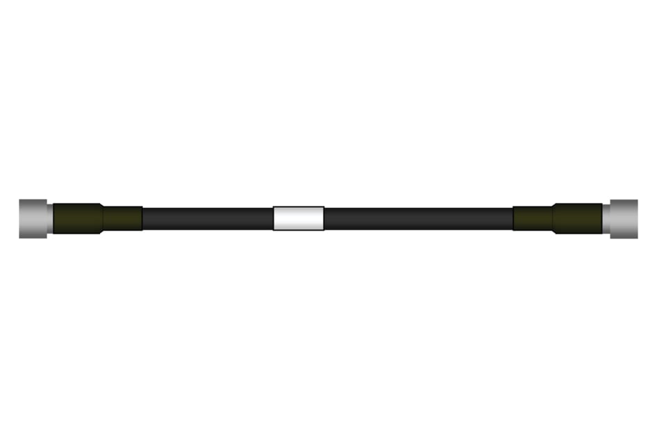 Cable with two silver connectors at the ends and a white middle section.