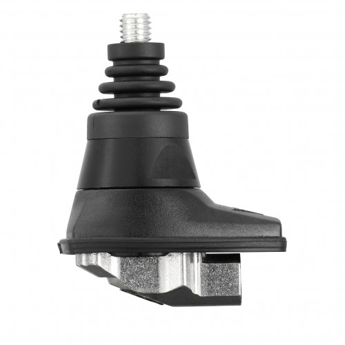 Amortisseur de vibrations noir avec base métallique.