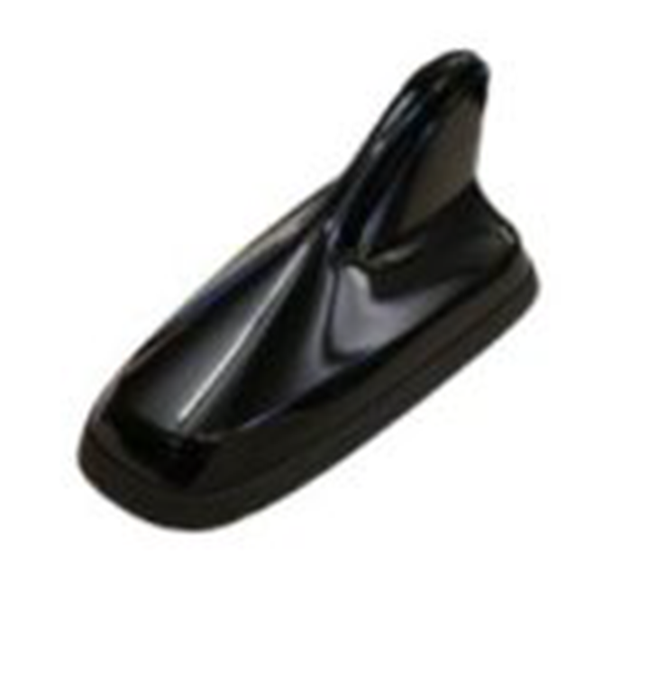 Antenne de toit noire en forme de nageoire de requin.