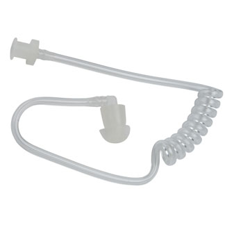 Tube acoustique spiralé transparent avec écouteur.