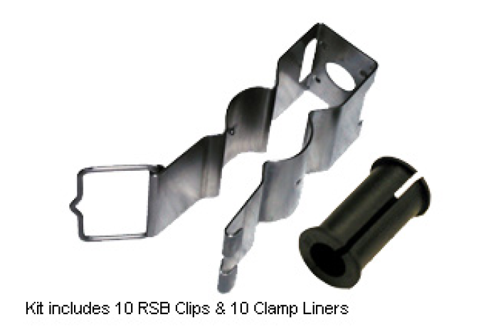 Metalen clip en plastic huls, set bevat 10 RSB-clips en 10 klemvoering.