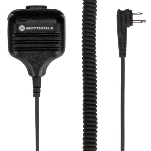 Zwart microfoon met krulkabel en dubbele stekker.