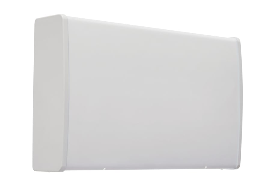 Couverture rectangulaire en plastique blanc.