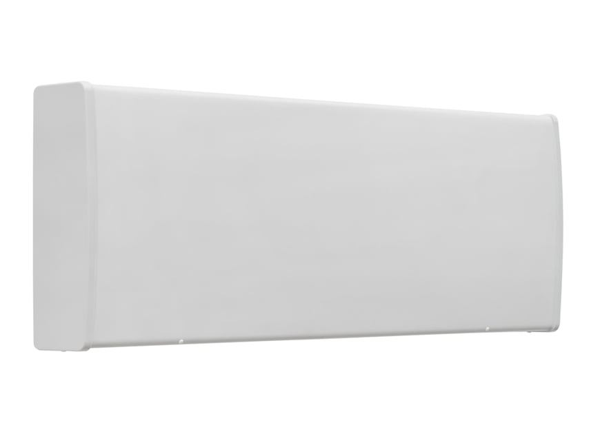 Witte, rechthoekige binnenlamp met afgeronde hoeken.