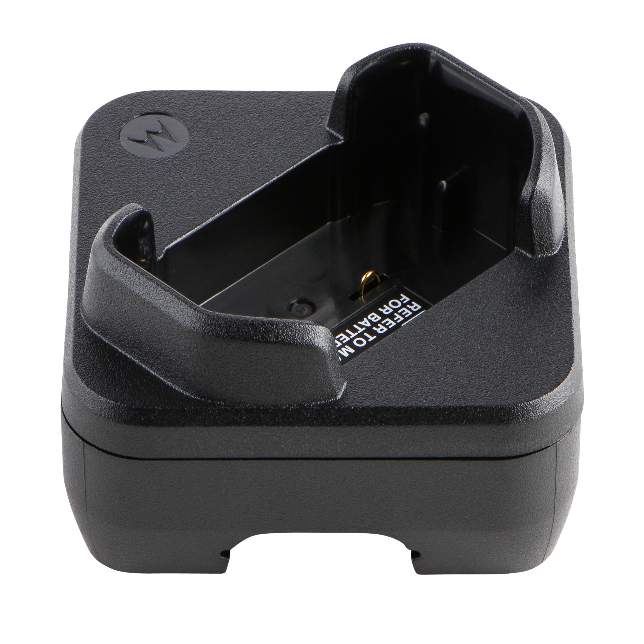 Chargeur noir avec logo Motorola, forme rectangulaire.