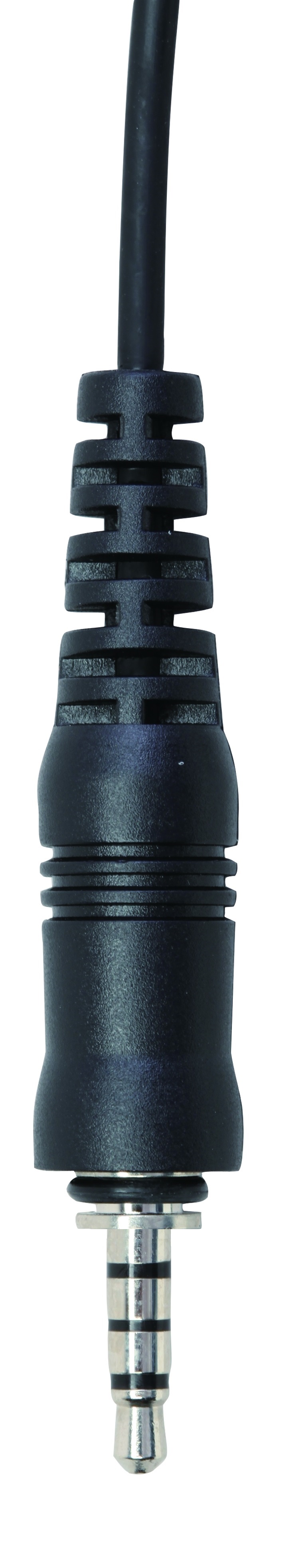 Fiche audio noire de 3,5 mm à quatre segments avec câble.