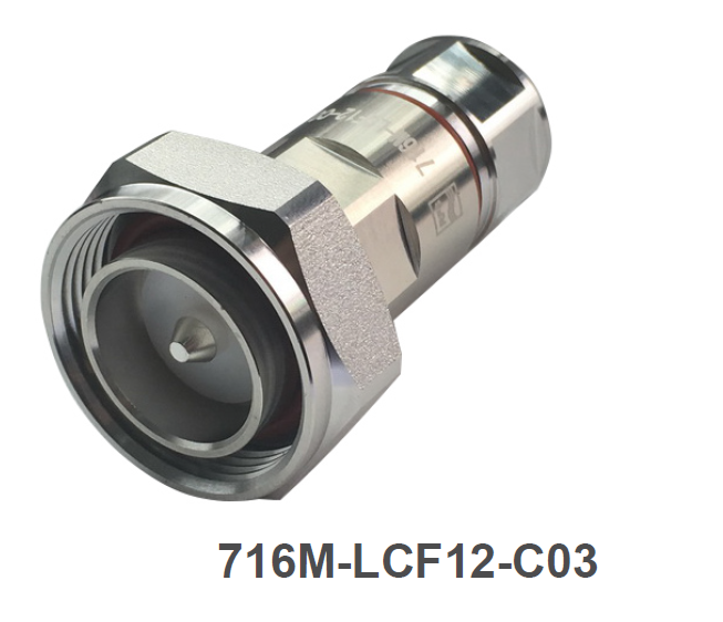 Metal connector 716M-LCF12-C03 with hexagonal profile.