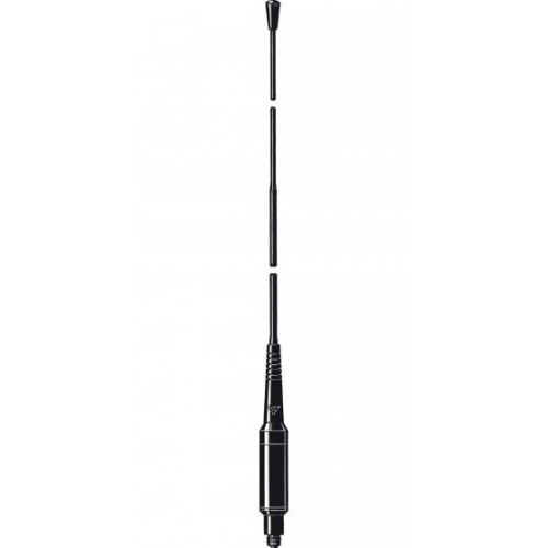 Disassembled telescopic antenna, components stacked.