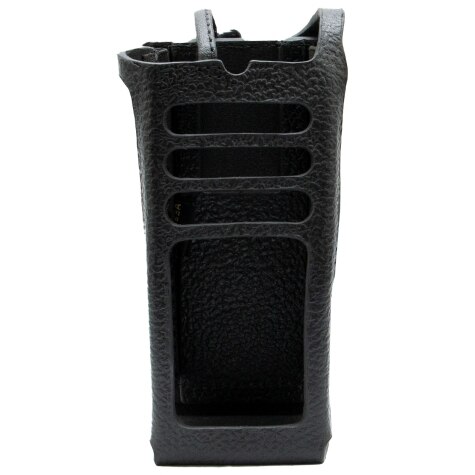 Black, vertical plastic holder with multiple front openings.