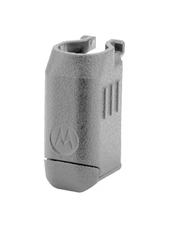 Gray plastic holder with Motorola logo, suitable for electronic devices.