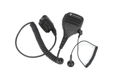Zwart handmicrofoon met spiraalsnoer en klem