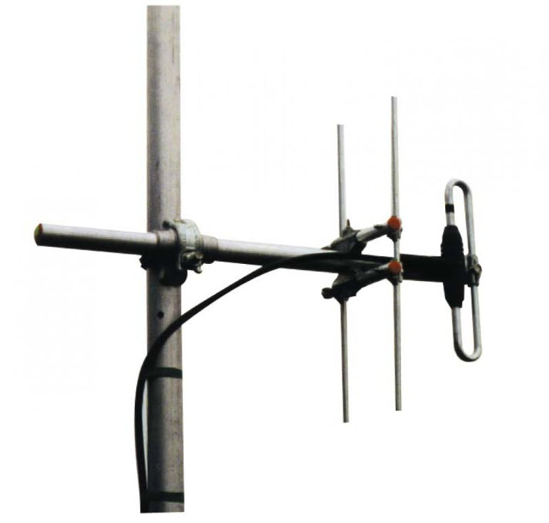 Yagi-antenne op een mast gemonteerd