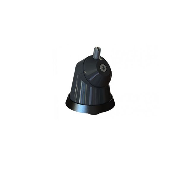 7000-00715600_vim_01.jpg Zwarte conische machine met deksel en centrale knop.