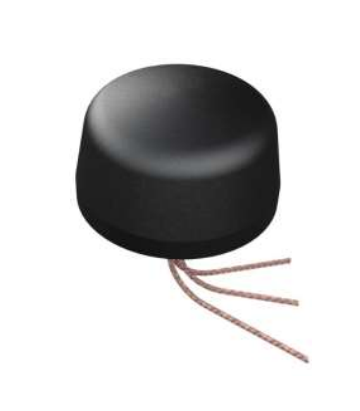 Rond zwart plastic deksel met drie uitstekende draden.